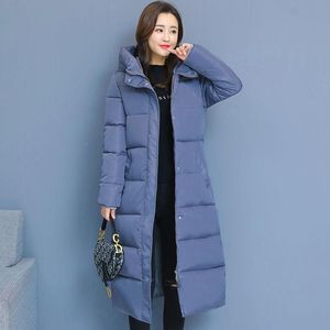 Mulheres para baixo parkas mulheres inverno bolha casacos longos roupas acolchoadas cor sólida preto jaqueta puffer quente grosso fino sobre o joelho