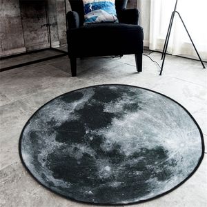 Nordic trend round suede carpet living room bedroom mat Planet earth moon rug bath fashion 60/80/100/120/150cm 220301