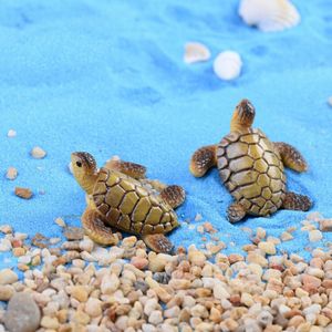 Havssköldpadda djur leksaker miniatyr figurer unika sköldpaddsparti favorit dekorationer hartsfigur växt potten fisk tank mini mikro landskap dekor prydnad 1222000