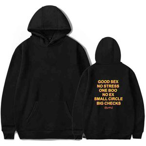 Bra sex ingen stress en boo ingen ex liten cirkel stora checkar hoodies män roliga tryck pullover streetwear hoodie män kvinnor kläder g1229