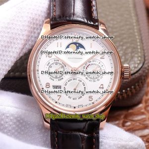 V9f Super Version Perpetual Calendar 503302 Moon Phase Power Reserve A52610 Automatisk Vit Ring Mens Watch CNC Rose Gold Case Sport Klockor