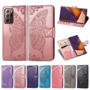 For Samsung Galaxy Note 20-Ultra Cases Dustproof PU Leather Butterfly with Magnetic Buckle Hand Strap Card Slot (Model: NOTE20ULTRA)