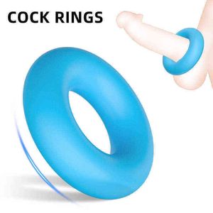 NXY Cockrings Blue Cock Ring Man Chastity Cage Delay Ejaculation Penis Extender Rings Silikon Cockring Sexleksaker för män Vuxna Shop 1214