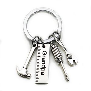 Hand Tool Key ring Stainless steel tag dad papa hammer screwdriver wrench keychain holders fashion jewelry will and sandy gift