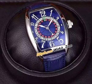 Las Vegas Casino 8880 Giradischi russo CAL.SK Orologio da uomo automatico Quadrante blu Cassa in acciaio Cinturino in pelle blu 39,5 mm Orologi sportivi da uomo Watch_Zone WZFM 34A4