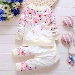 Baby Girl Set di abbigliamento Moda manica lunga stampa fiore Toddler Tshirt + pantaloni 2 pezzi 1 2 3 4 anni Kids Girls Wear LJ200917