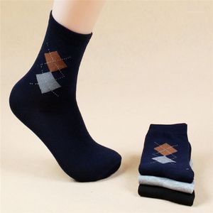 Męskie Skarpety Hurtownie-5 Pair Jakość Moda Męska Rhombus Print Casual Sport Sock Dla Mężczyzn Jesień Zima 51