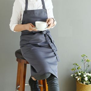 Nordic wind polyester cotton waterproof apron Coffee shops and flower shops work cleaning aprons for woman washing daidle bib LJ200815