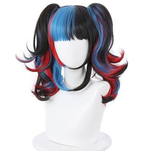 FGO FGE / GRANDE PEDIDO SEI Shonagon Cosplay Wig Black Azul Vermelho Vermelho Misturado Calamente Resistente ao Calor Festa Sintética Perucas