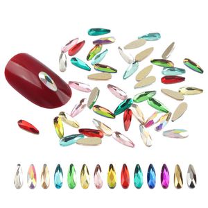 26 Colors 100pcs Nails Art Rhinestone Flat Shape Water Drop Colorful Crystal Stones For 3D Nail Art Decoration