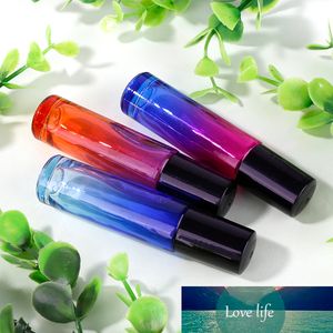 5PCS/SET 10ML Thick Gradient Color Glass Roll On Bottles Steel Roller Ball Essential Oil Perfume Bottles Empty Bottle For Traval