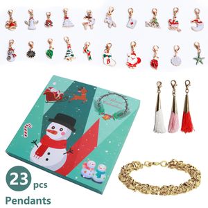 Kardan Adam Noel Advent Geri Sayım Takvim DIY 24 Gün Charms Bilezik Boncuk Set Sürpriz Kutusu Kadınlar Kızlar için Noel Hediyeleri 201127