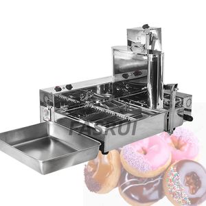 220V Commercial Doubles Row Uppvärmning Automatisk Donut Machine Electric Donuts Fryer Rostfritt Stål Donut Maker Maker