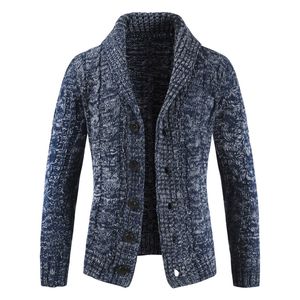 Ebaihui homens grosso inverno cardigan sólido jacquard de malha colarinho colarinho masculino camisola cintura cintura coreana moda homens jaqueta