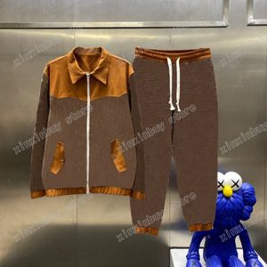 22SS MENS TRACKSUITS Golden Velvet Fabric Sticking Double Embroidery Streetwear Windbreaker Tracksuit Brown XinxinBuy M-2XL265B