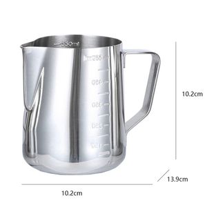 Wholesale steel frothing pitcher for sale - Group buy 350 ml Stainless Steel Frothing Pitcher Pull Flower Cup Coffee Milk Mugs Milk Frother with Scale Latte Art Kitchen Acces Y200531