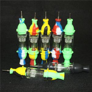 narghilè Kit di nettare di paglia con punte in titanio Gr2 al 100% da 10 mm Strumento dabber Tubo in silicone per uso alimentare