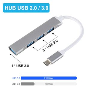 USB C Hub 3.0 Tipo-C 3.1 4 Portas Hubs de carregador Adaptador multi-divisor OTG para MacBook Pro Lenovo Xiaomi PC IPhone Acessórios de computador