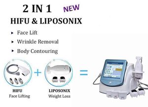 Multifunktionell sk￶nhetsutrustning 2 i 1 fettsugning HIFU-maskin Liposonisk kropp Konturering Face Lyftbehandling HIFU Lipo Fat Borttagning Slimming