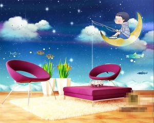 Beibehang benutzerdefinierten Hintergrund Sternenhimmel Unterwasserwelt Kinderzimmer Hintergrund Wandhauptdekoration 3D träumen