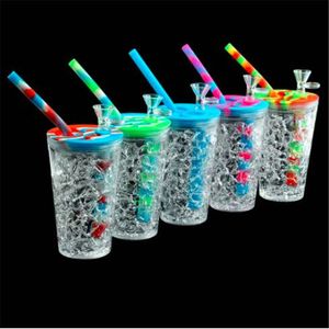 30st straw dricka kopp vatten flaska form silikon hookah rökning shisha bong glasskål dab rigg glas oljeplattor ört bubbler vattenrör