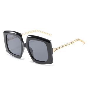 Cat Eye Sunglasses Square Frame Sun Glasses Fashion Women Metal Chain Temples