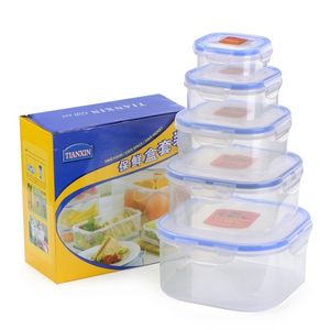 Kitchen Plastic Microwave Food Box Set Transparent Food Container Refrigerator Fresh Keeping Storage Box Portable Lunch Box T200709