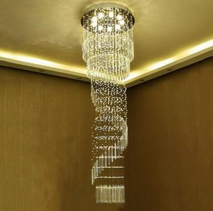 K9 Crystal Chandelier Modern Flush Mount Crystal Light Spiral Ladder Luxury Crystal Hängande armaturer