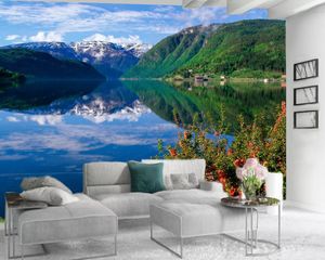 古典的な3D壁紙モダンな壁画3D壁紙美しい雪山湖のリビングルームの寝室のテレビの背景壁壁紙