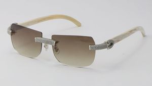 Novo preto búfalo chifre sem aro modelo micro-pavimentado diamante óculos de sol masculino feminino genuíno natural óculos de sol decoração vários estilos 6n1xn