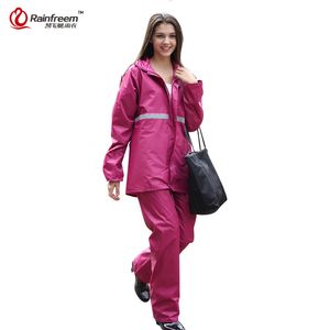 Rainfreem Undurchlässiger Regenmantel Damen/Herren Regenbekleidung Einlagige Anzüge Outdoor Damen Motorrad Wasserdichte Regenausrüstung Poncho 201110