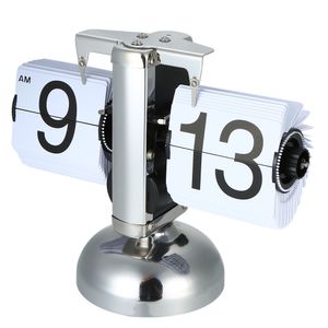 Цифровой маленький масштабный стол ретро нержавеющая сталь FLIP внутренняя передача эксплуатационные кварцевые часы домашнее декор Y200407