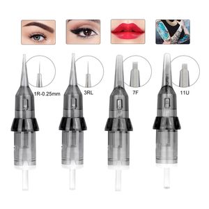 20pcs Universal Tattoo Ago Cartuccia permanente Trucco permanente S per la macchina Rotary Pen Soprabrezza Nano 1R-0.16mm 211229