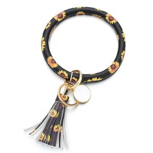 2022 Новый браслет Bracle Bangle Bangle Bangle Keyring Bangle Bangle Cource Cirl Clouge Кожаная кожа с кисточкой Браслет Держатель подсолнечника Леопард Кактус ключей