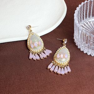 Dangle & Chandelier Handmade Baroque Water Drop Tassel Dangle Earrings For Female 2022 New Pink Beaded Earings