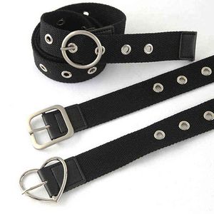 New Nylon Material Mens Women Belt Luxury design Double Grommet Hole Buckle Waistband fashion unisex Jeans Belts waist belt G220301