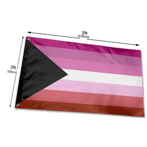 Demisexual Demi Lesbian Pride Flags Banners 3 'x 5'ft 100d Polyester Levande färg med två mässingsgrommets