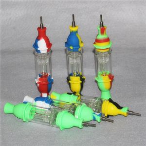 Wholesale Silicone NC Kit Pipe Hookahs With 10mm GR2 Titanium Nail Tip Concentrate Dab Rig Straw Wax Oil Burner Pipes