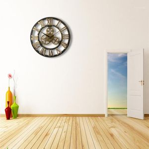 Wall Clocks 40/45/50/58cm Vintage European Clock Handmade Retro Decorative Art Big Gear Wooden Large Decoration Gift1