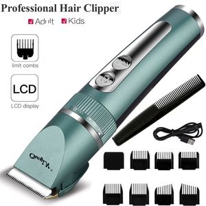 Professionell Hårklippare Män Barber Rechargeable Beard Trimmer Keramisk Blade Skärmaskin Låg ljudklipp Vuxna Kids 220216