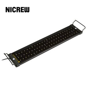 Nicrew 53-83cm Acquario Illuminazione a LED Lampada per acquario con staffe estensibili 60 LED bianchi e 12 blu Adatto per acquario Y200922