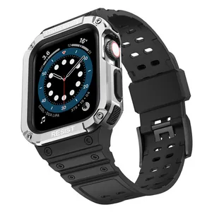 Case+Strap For Apple Watch band 44mm 40mm 38mm 42mm Silicone smart watch correa bracelet iWatch series 7 SE 6 5 4 3 45mm