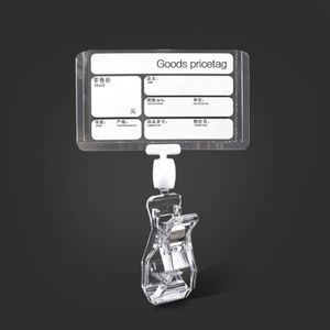 Clear Plastic Supermarket Products Price And Name Sign Board Label Paper Card Holder With Double Side Pop Clip