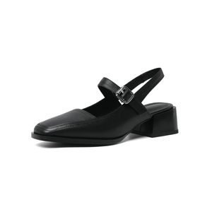 Venda quente-mulheres sandálias quadrados dedo dedo do pé escorregar em slides senhoras quadrados dedo do pé vestido mules med calcanhar sandálias