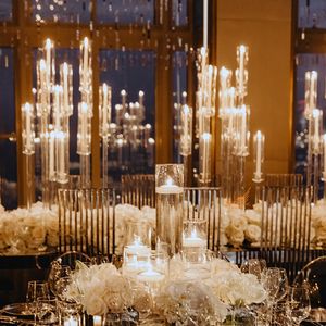 100 cm tall 10 arms wedding acrylic tubes crystal votive candelabra clear base tree centerpieces candle holders on sale senyu0622