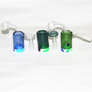 45& 90 degree hookahs glass reclaim catcher adapters 14mm male female for glass dab rigs bongs with 5ml silicone container