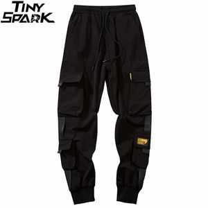 Kalça Jogger Streetwear Erkekler HARAJUKU Kargo Çok Cepler Hiphop Joggers Pantolon Siyah Parça Pantolon Hipster 201221