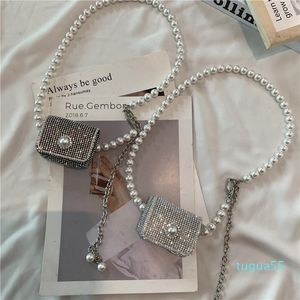 Projektant Cross Ciała Moda Mini Rhinestone Torby Torby Kobiet Pearl Łańcuch Torba Na Ramię Casual Shining Kobiet Crossbody Vintage Torebka