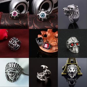 Rostfritt stål Ringar Silver Brand Demon Eye Vintage Mens Punk Ring Kina Partihandel Smycken Steampunk 31 J2