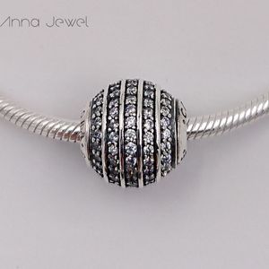 Essence series CONFIDENCE Clear CZ Pandora Charms for Bracelets DIY Jewlery Making Loose Beads Silver Jewelry wholesale 796022CZ